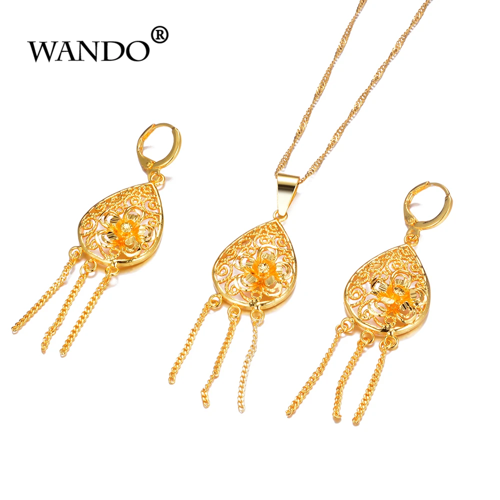 WANDO набор ювелирных украшений с маленькими цветами ожерелье серьги подвеской