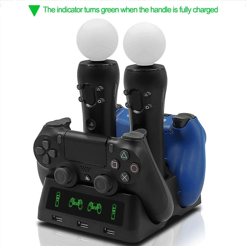 Зарядная док станция 4 в 1 для PS4 PS Move VR P4 джойстик зарядное устройство Slim/PS4 Pro