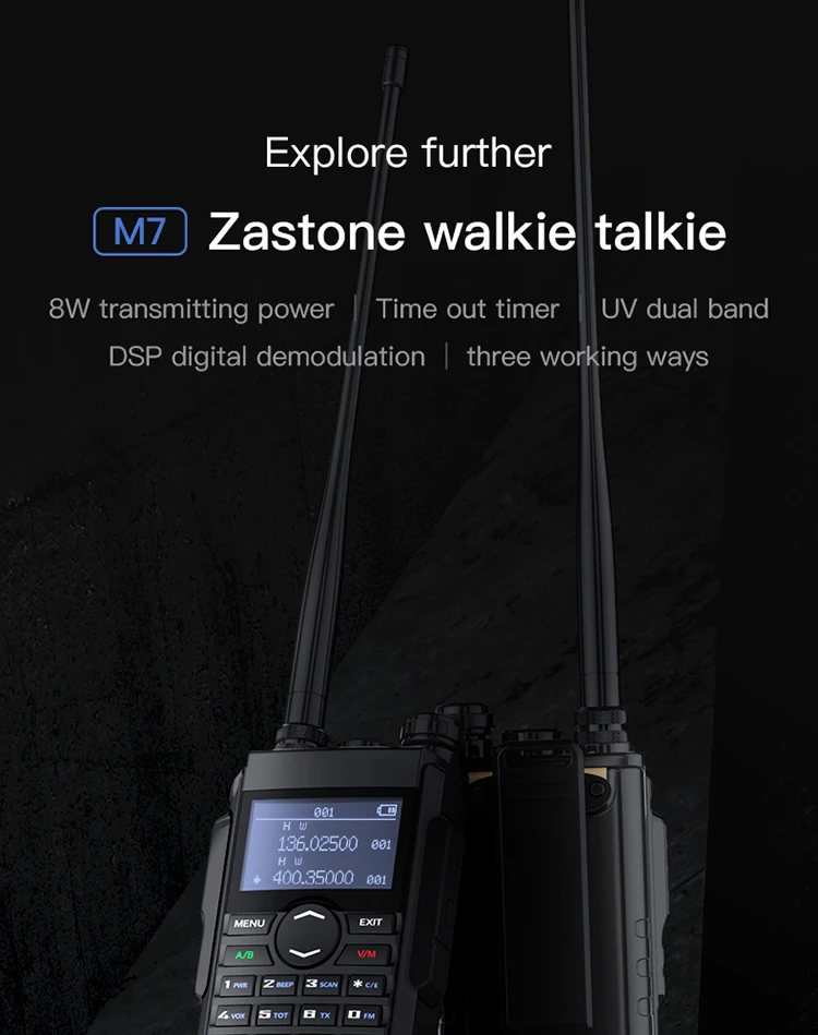 Zastone M7 Двухдиапазонная 5 Вт рация 136-174 400-480 МГц 250 каналов 2600 мАч батарея hf трансивер ham радио