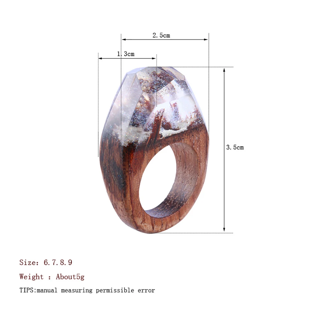 Деревянное кольцо BOEYCJR из смолы со снежной горой модные ювелирные изделия