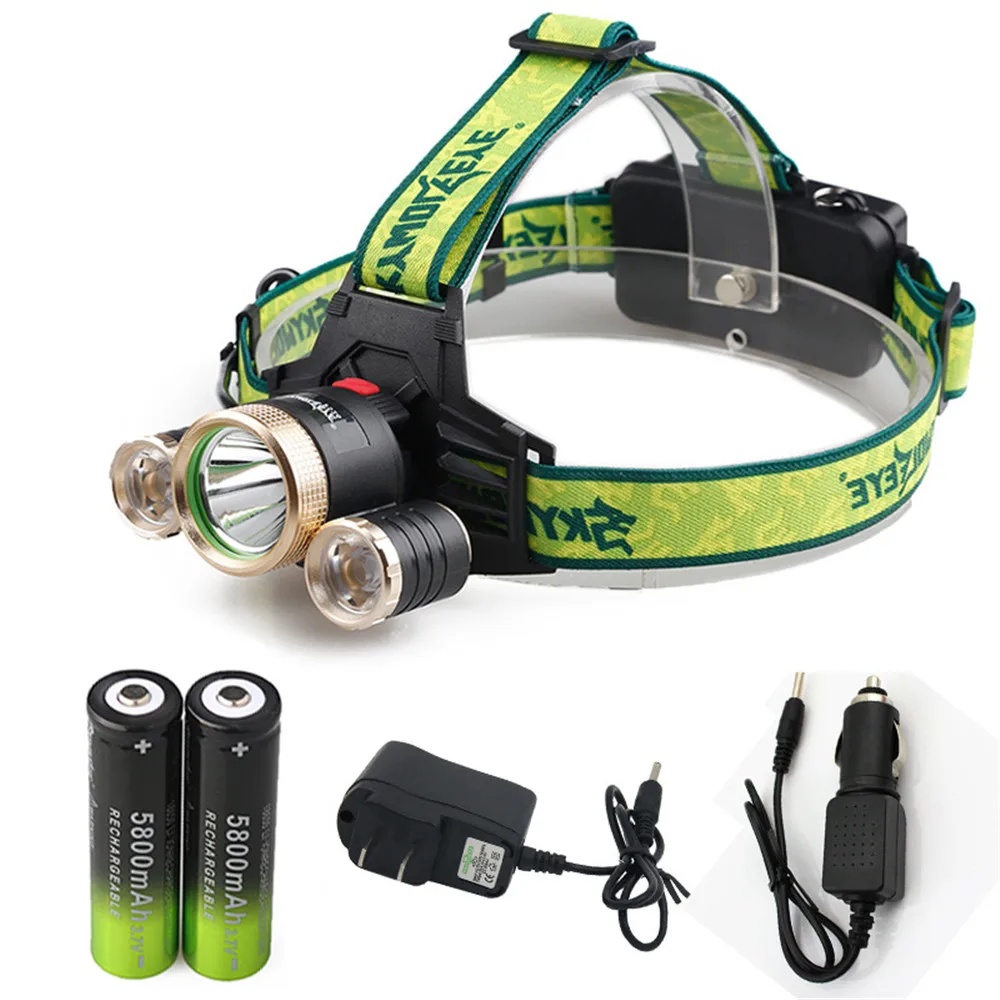 Супер яркий светодиодный налобный фонарь 3xT6 500 люменов рыболовная лампа 3 режима