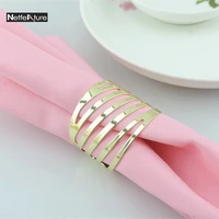 12pcs gold silver metal napkin ring dinner table decoration supplies kitchen tableware serviette holder tablecloth circle buckle