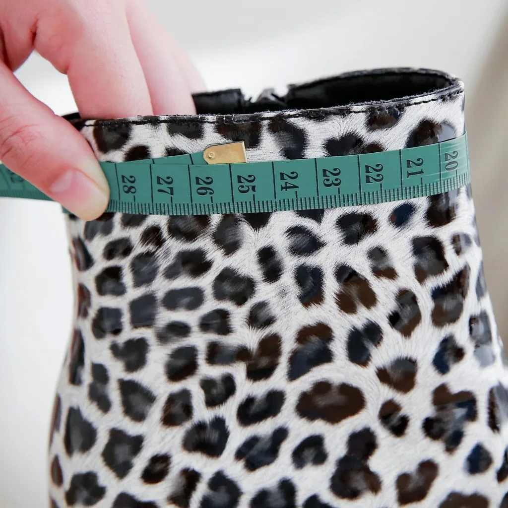 Женские ботинки из лакированной кожи с леопардовым принтом повседневные