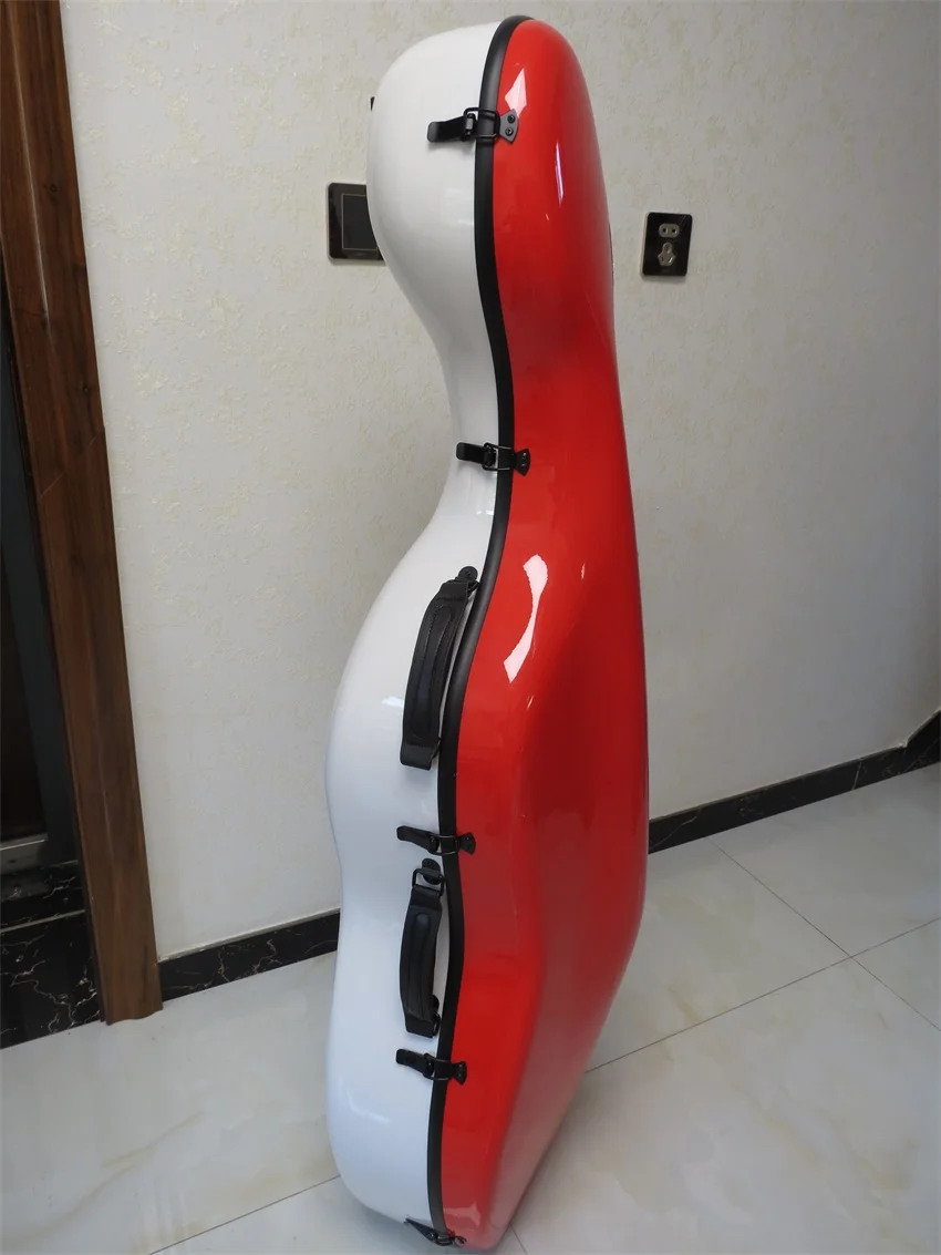white red Комбинированный композитный чехол из углеродного волокна для виолончели 4/4 - Цвет: white red