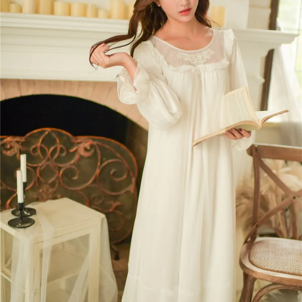 Новинка 2019 весенние винтажные женские длинные ночные рубашки из вискозы с