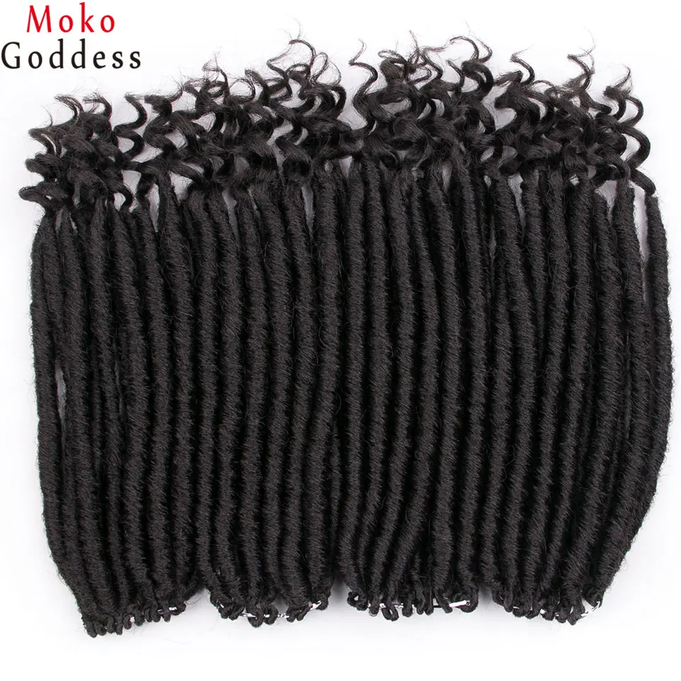 MokoGoddess вязанные волосы для наращивания богиня Faux locs Curly вязанные косички синтетические волосы Омбре косички
