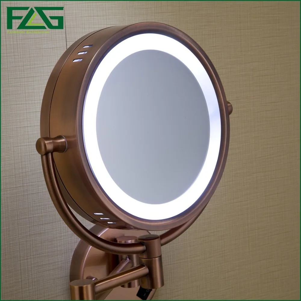 FLG косметическое зеркало для ванной розовое золото светодиодный светильник