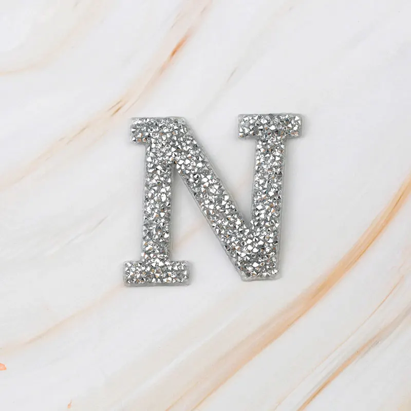N A-Z, 1 шт., Английский алфавит, стразы, железные нашивки для одежды, горячая фиксация, аппликация, одежда, обувь, сумки, украшение, нашивка, сделай сам - Цвет: N