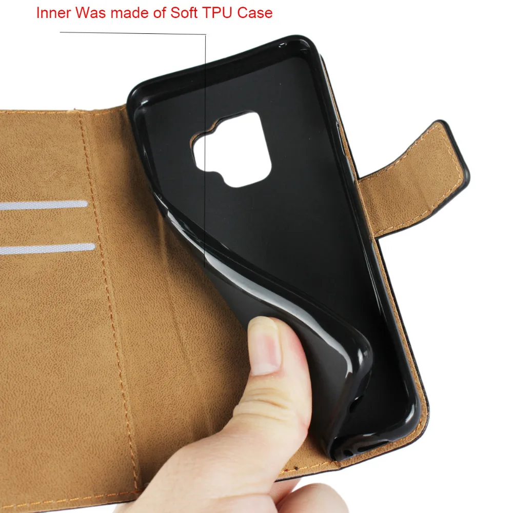 Чехол книжка из натуральной кожи с отделением для карт Samsung Galaxy S9 Plus S10 S8 S20|cover for