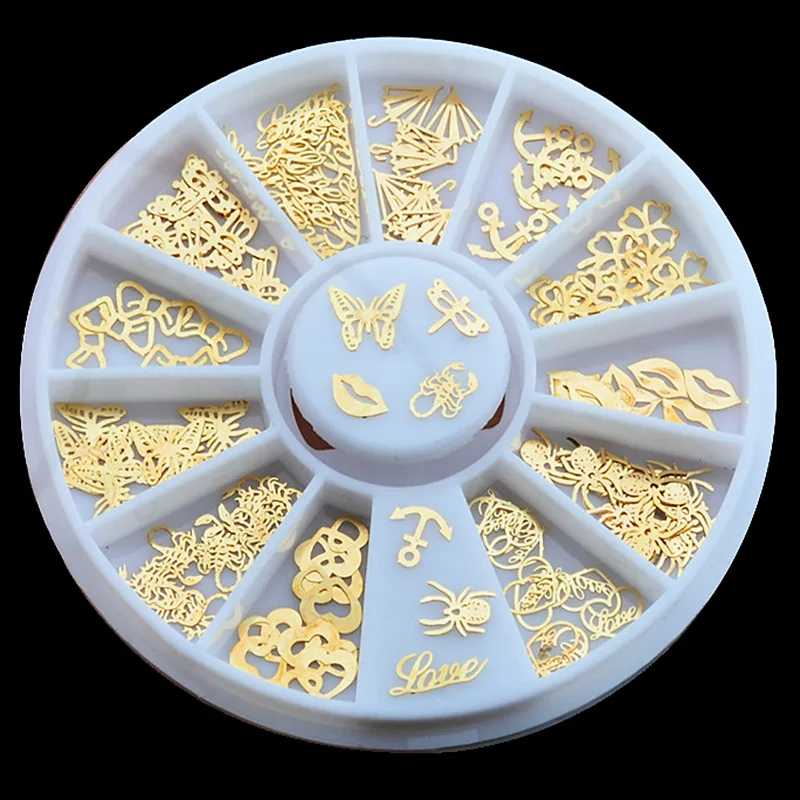 12 моделей наклеек для дизайна ногтей горячий золотой блеск самостоятельного
