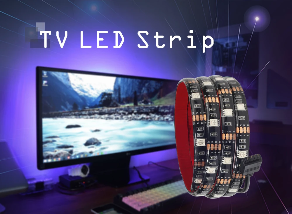5050 SMD DC 5 В USB Светодиодная лента светильник RGB USB зарядное устройство светодиодный светильник Лента Декор лампа 0,5 м 1 м 2 м 17 ключ/24 ключа дистанционного управления мини 3 ключа
