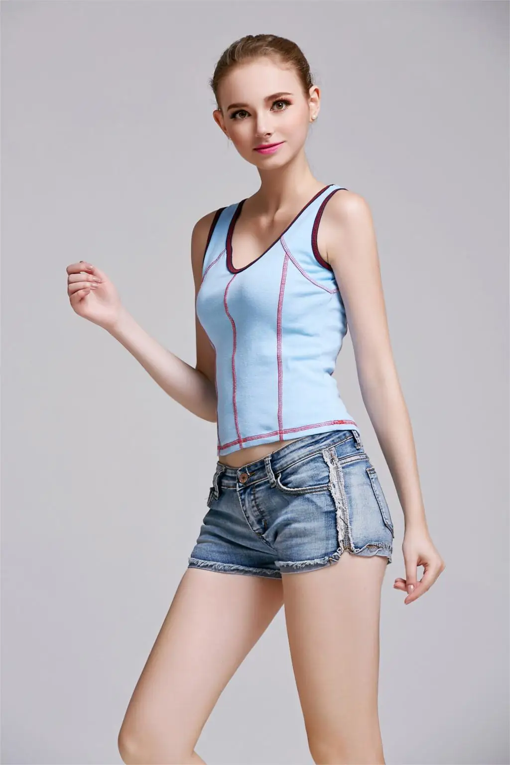 WOMEN'S SEXY DRAPE TANK TOP WITH OPEN SIDES NEON COLORS PLAIN SHIRT COTTON | Женская одежда