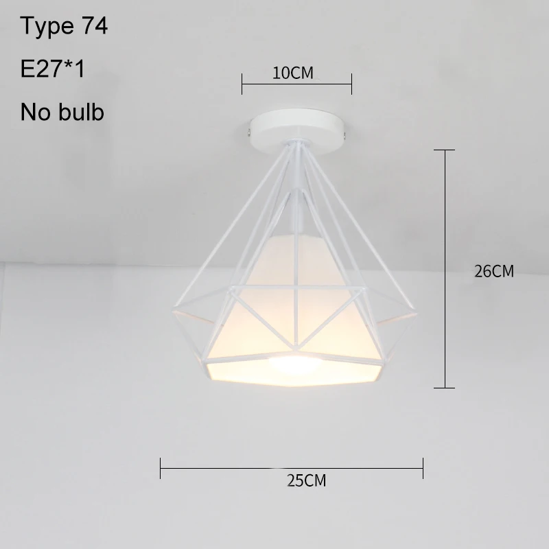 Type 74 no bulb Светодиодные потолочные светильники, современный потолочный светильник, винтажный плафон, клетка, плафон для гостиной, промышленный декор, подвесной светильник - Цвет корпуса: Type 74 no bulb