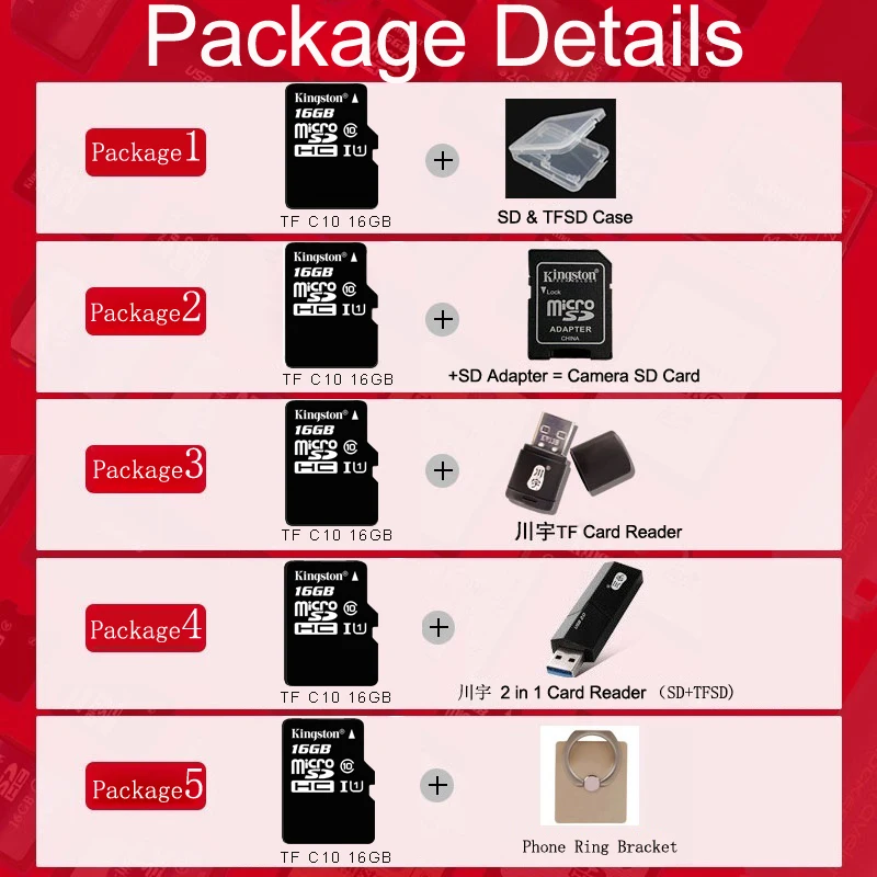 Kingston Micro SD Card 16GB Memory Mini carte sd SDHC/SDXC TF Flash 16gb UHS-I For Car GPS Navi ation &amp Smartphone | Компьютеры и