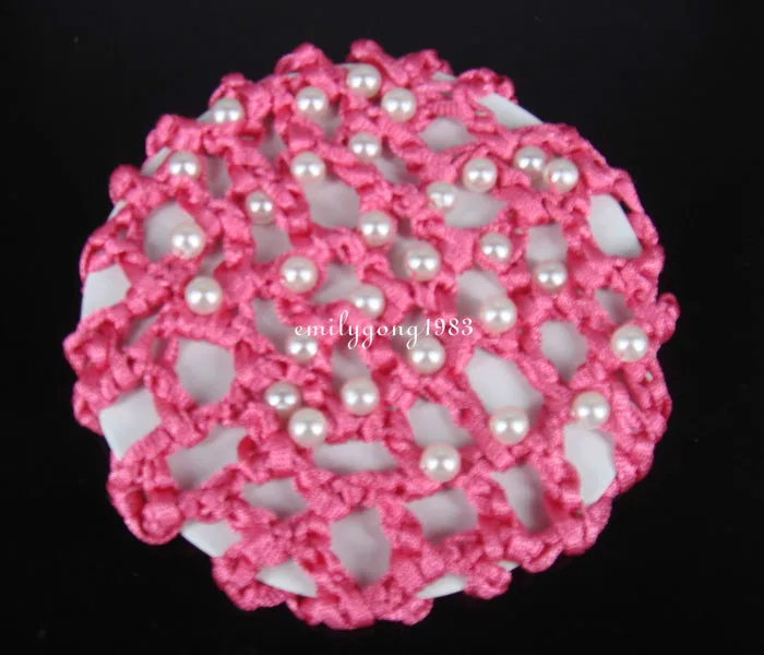 

1PCS Bun Cover Snood Hair Net Ballet Dance Skating Crochet White Pearl SP-831