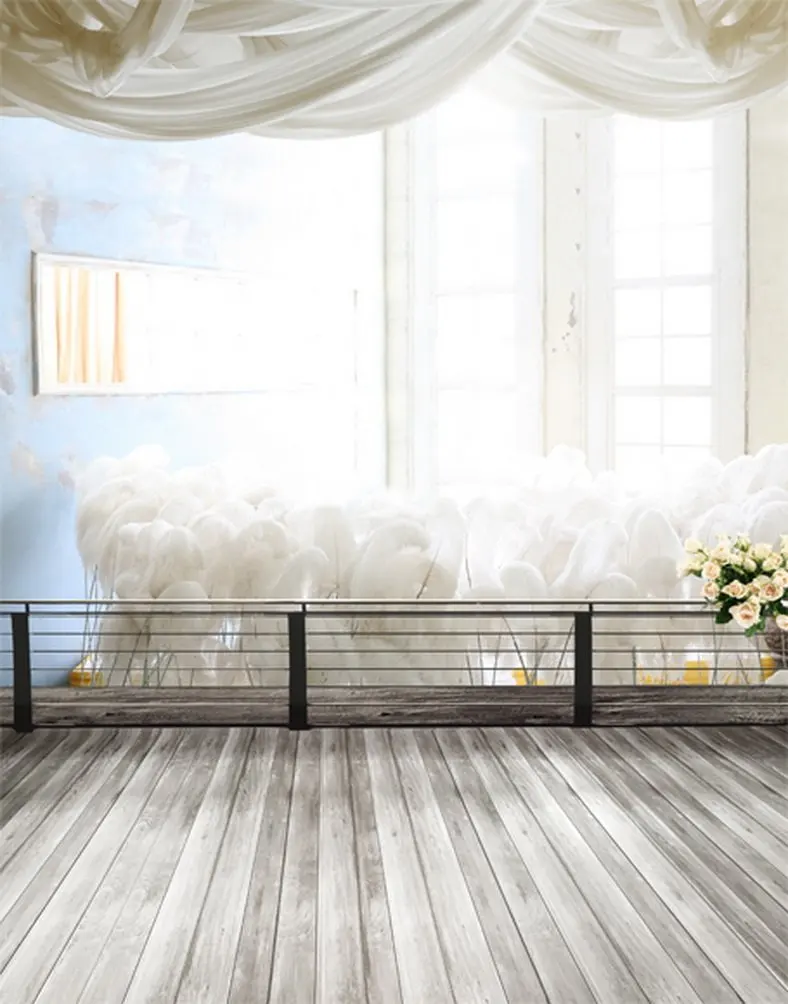 

5x7ft Flowers Wooden Floor Photography Backdrops Photo Props Studio Background
