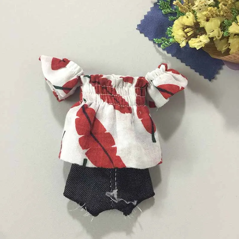 

New Cute Blyth Flat Shoulders Shirt Strapless Tops Fashion Short Pants for Blyth Kurhn 1/6 Dolls Accessories