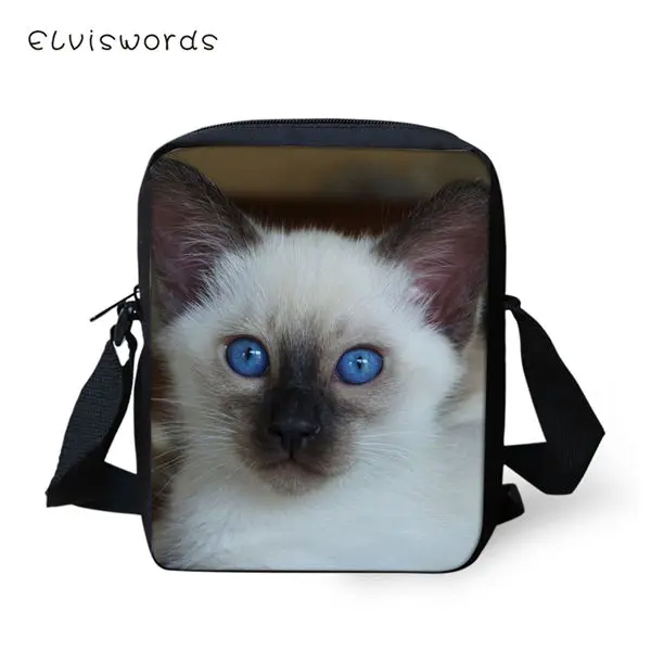 CDWX3091E ELVISWORDS модные женские сумки-мессенджеры с милым животным узором женские сумки через плечо сиамские сумки с принтом кота для путешествий мини-кошелек - Цвет: CDWX3091E