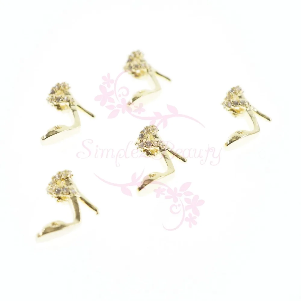 10pcs/pack Clear Zircon Micro Pave High Heel Shoes Shape 3D Nail Art Manicure Jewelry Charms DIY Design Decorations Accessories | Красота и