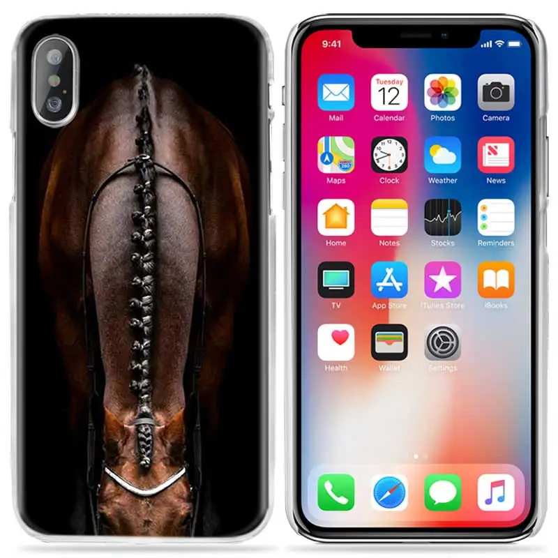 Чехол для iPhone XS Max XR X 10 7 7 S 8 6 6 S Plus 5s SE 5 4s 4 5C прозрачный ПК твердый пластиковый чехол Capa чехол для телефона Coque Horse Animal