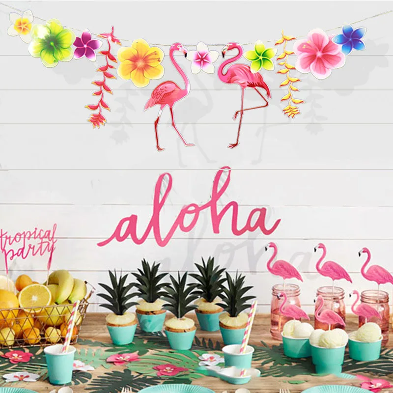 Лето Тропический Luau вечерние Aloha баннер флаги гирлянда Гавайская пляжная