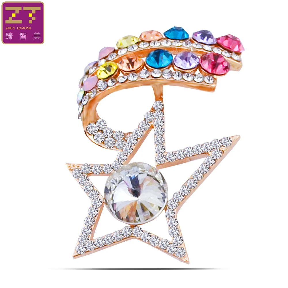 Zhen томоми простой пирсинг пентаграмма Кристалл шарф корсаж пряжки брошь Шпильки
