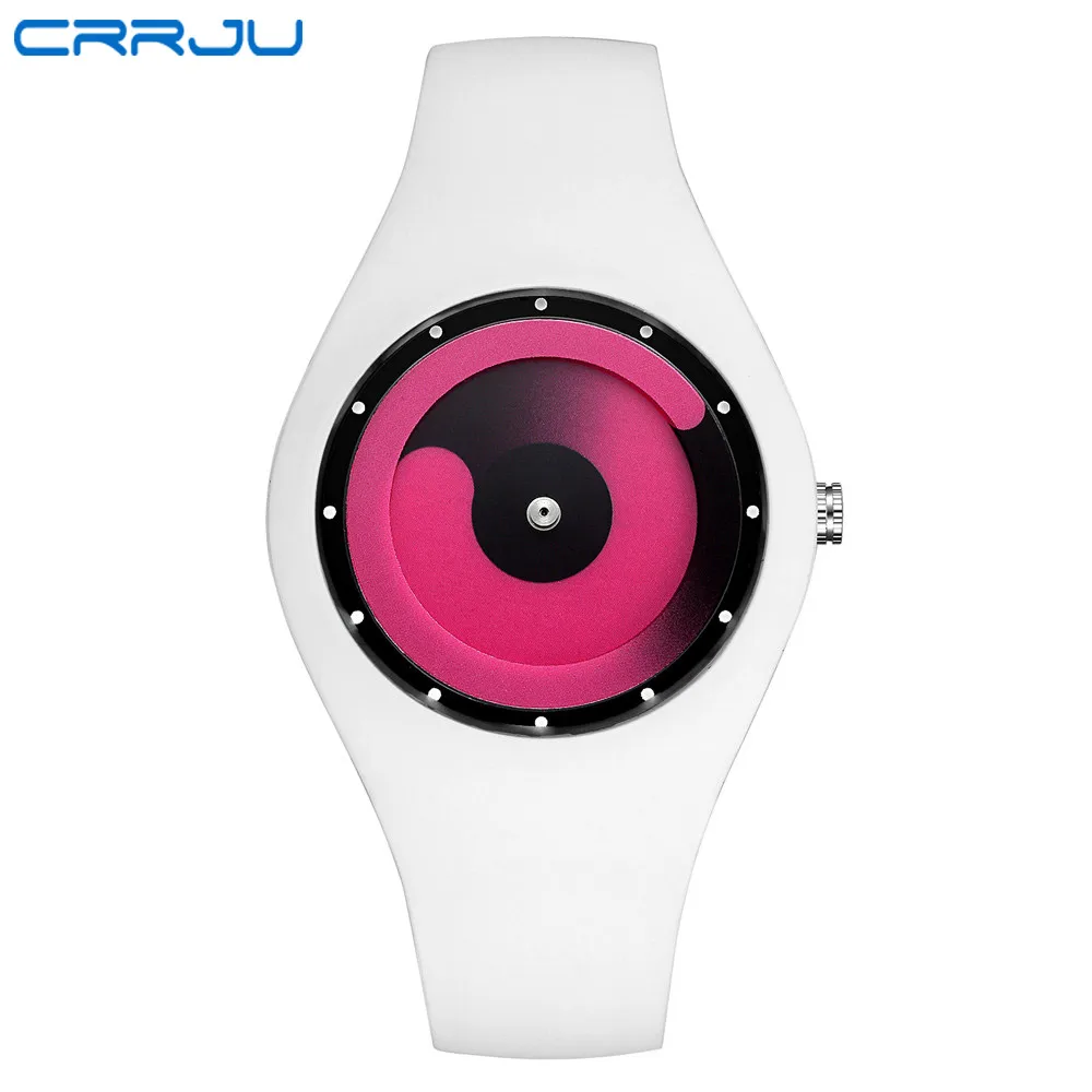 white pink CRRJU модные Relogio мужские часы спортивные студенческие часы нейтральные силиконовые часы наручные часы Новые водонепроницаемые Relogio Masculino - Цвет: white pink