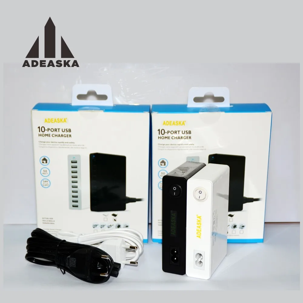 ADEASKA белый 10 портов настольный USB мульти зарядная станция Док-станция с
