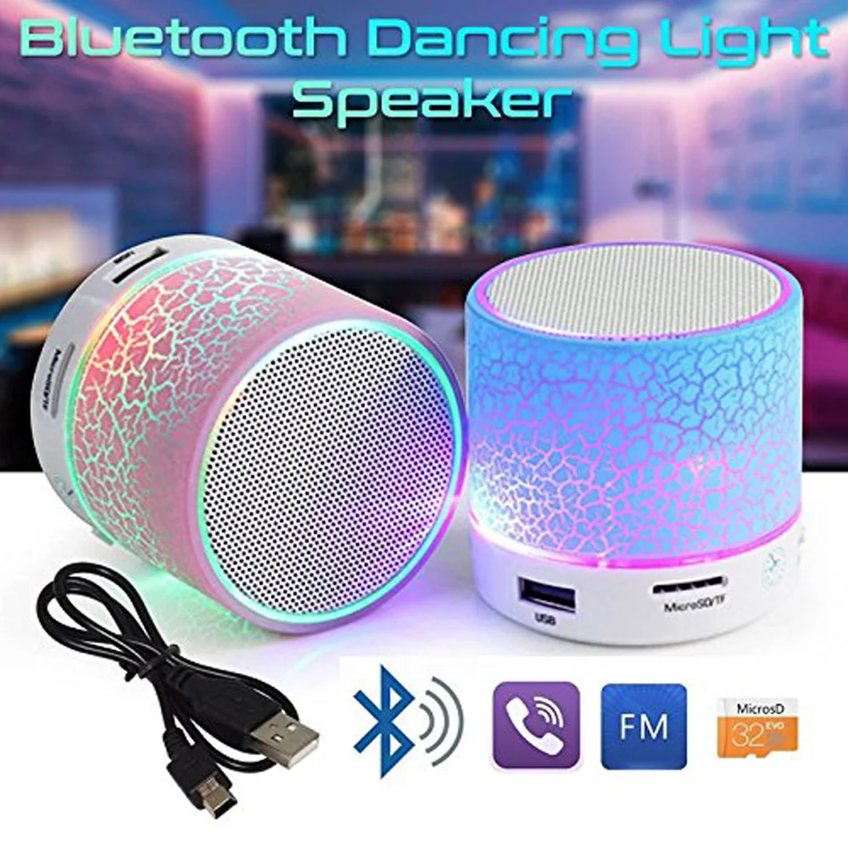 JKING Портативный Мини Bluetooth динамик s беспроводной громкой светодиодный TF USB FM звук