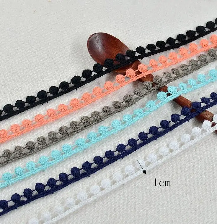Free shipping 10 Meters Cotton Colorful Lace Trim Water Soluble Embroidery DIY Fabric Clothing Accessories 1CM | Дом и сад
