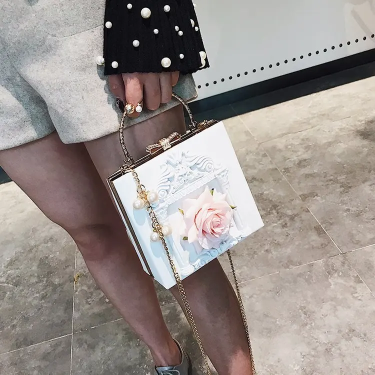 Роскошные женские сумки из розового дворца жемчужные сумочки с цепочками через