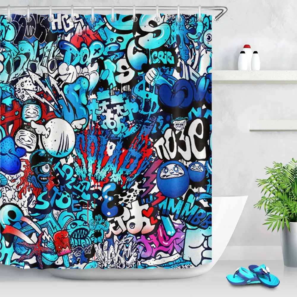 

LB водостойкая Роскошная штора для душа с забавными рисунками из комиксов, абстрактная занавеска на заказ для ванной, ткань для мужчин, декор...