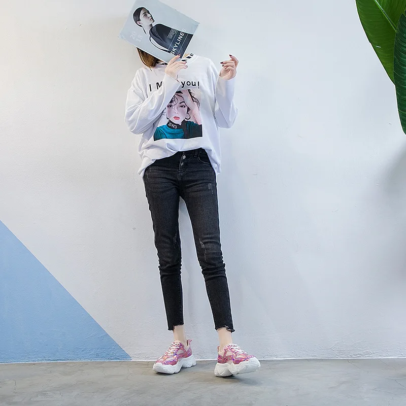Повседневная обувь; женские кроссовки на массивной платформе; chaussures femme; сезон весна; Новинка; zapatos de mujer; цвет розовый; Женская обувь в стиле пэчворк; Цвет Серебристый