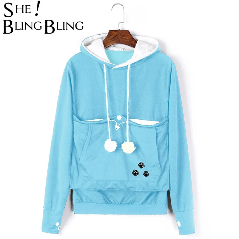SheBlingBling размера плюс 3XL 4XL женские толстовки с вышивкой коготь кошки с мешочком для собак/кошек толстовки с капюшоном для домашних животных пуловеры