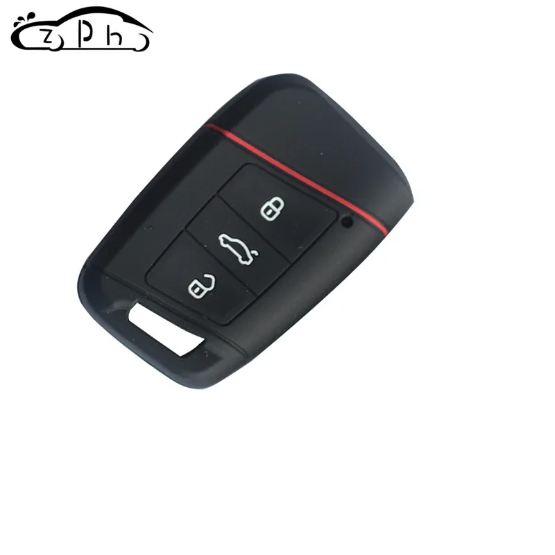 Черный 3 кнопки силиконовый чехол для ключей от машины для VW Skoda Superb Magotan Passat B8 A7 Golf Smart дистанционная защита чехол для ключей - Название цвета: Черный