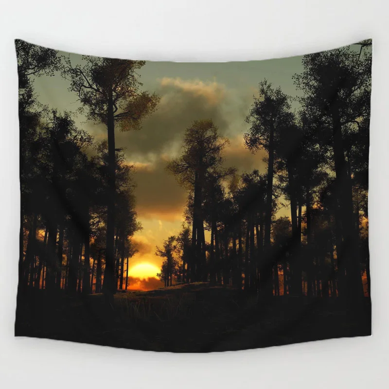 Monily натуральный живописный полиэстер Фэнтези Замок дерево напечатанный