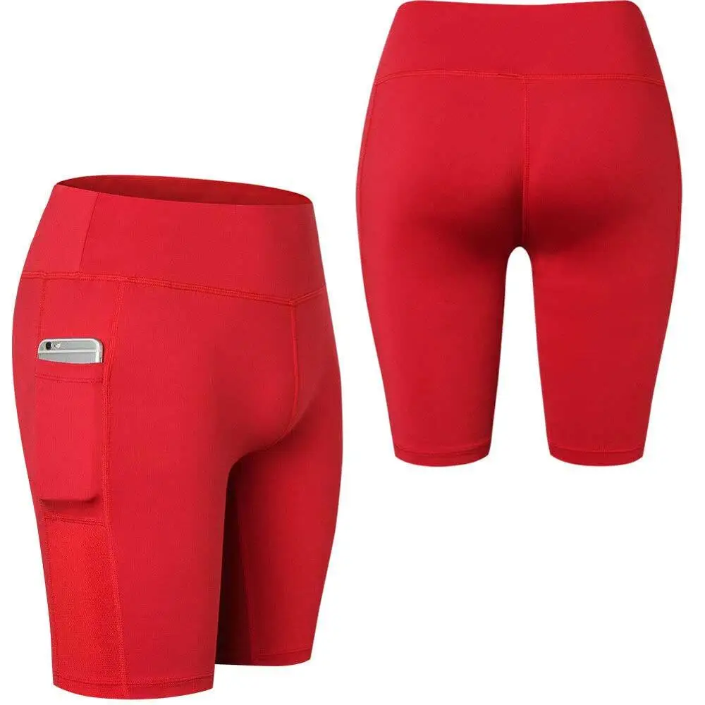 Red JGS1996 штаны для йоги, женские штаны до колена с карманами, Капри, спортивные Леггинсы, женские леггинсы для фитнеса, йоги, спортзала, леггинсы с высокой талией - Цвет: Red