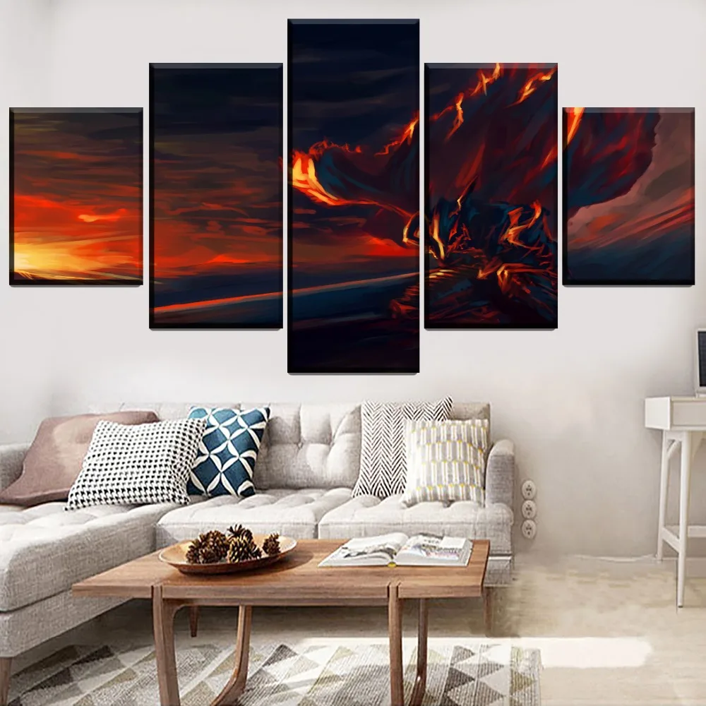 5 Панель холст HD с большой Anime Berserk демон кишки плакат Wall Art Куадрос для современных