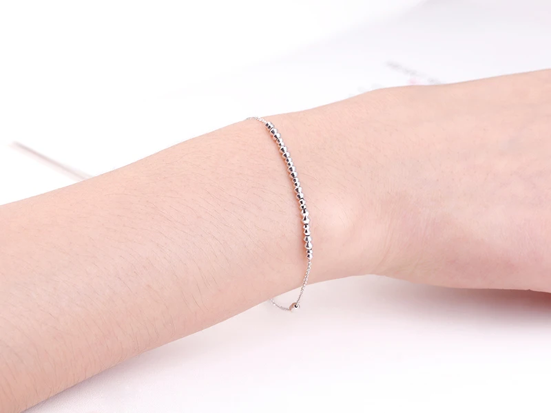 

Delicate Platinum Bead Bracelet for Women Female Girl PT950 White Real Solid Gold Bangle Fine Wedding Engagement Jewelry Gift