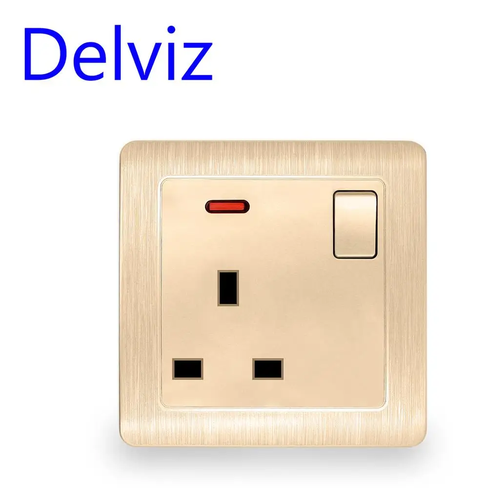 Delviz стандарт Великобритании 13A розетка бытовая белая/Золотая стильная