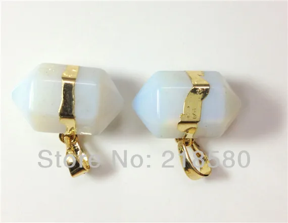 

H-RQP073 10pcs Opal Quartz Petite Nugget Pendant with Gold or Silver Layered Edging approx 22mm x 12mm