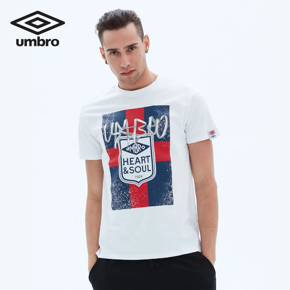 Umbro Мужская рубашка с коротким рукавом лето хлопок круглый воротник вязать свободный студенческий тренд Спортивная футболка Ucb63005