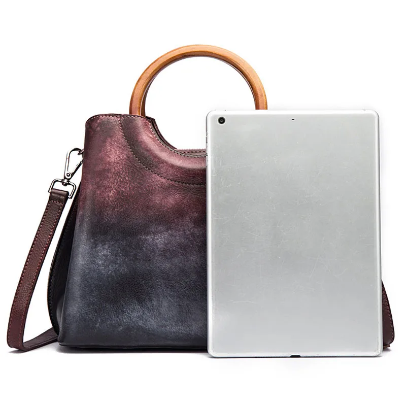 

Women Vintage Cross Body Tote Handle Bag Brush Color Genuine Leather Brands Casual Messenger Shoulder Handbags