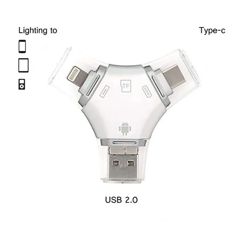 Мини TF кард ридер флэш устройство для чтения карт памяти/TypeC/Micro USB разъем