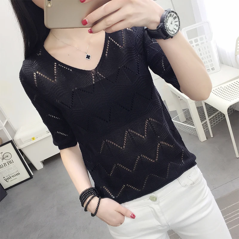 Женский свитер пуловер с V-образным вырезом женский Новинка лета 2019 корейский