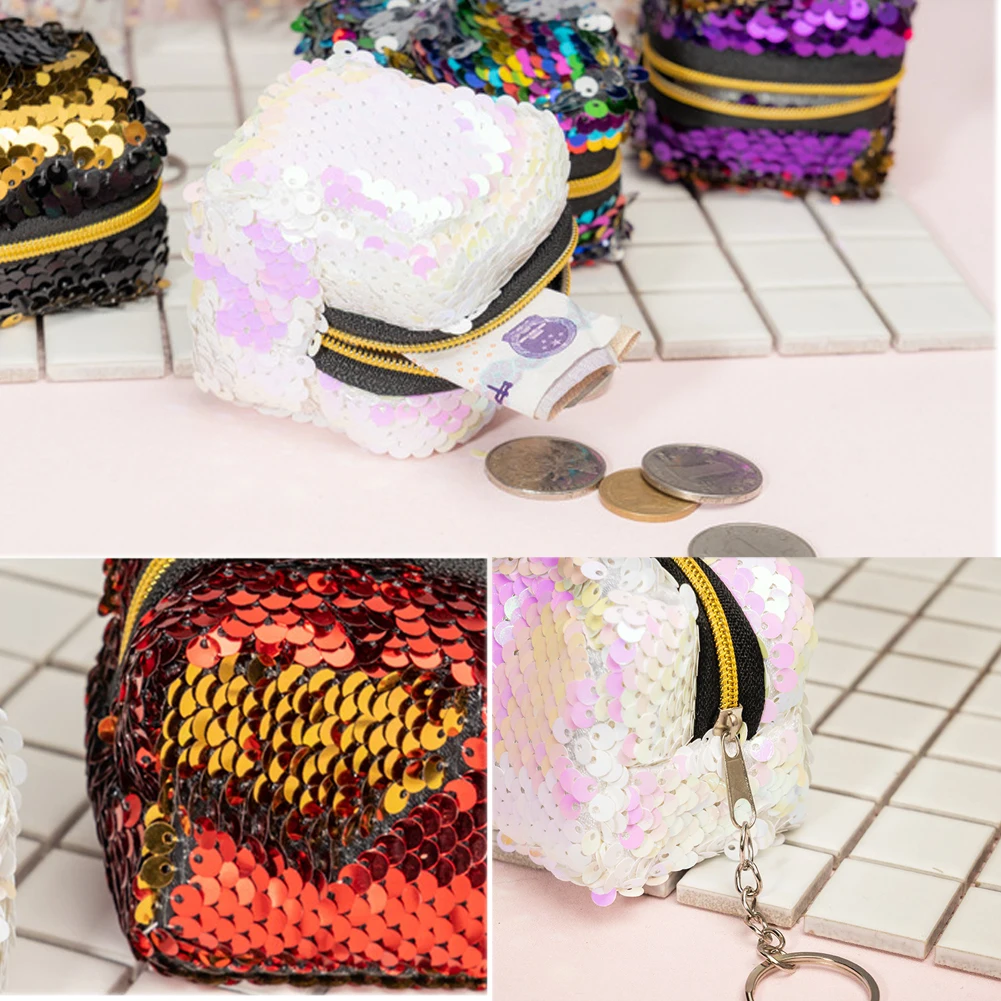 Женский мини-кошелек с блестками и фламинго маленький кошелек для наушников