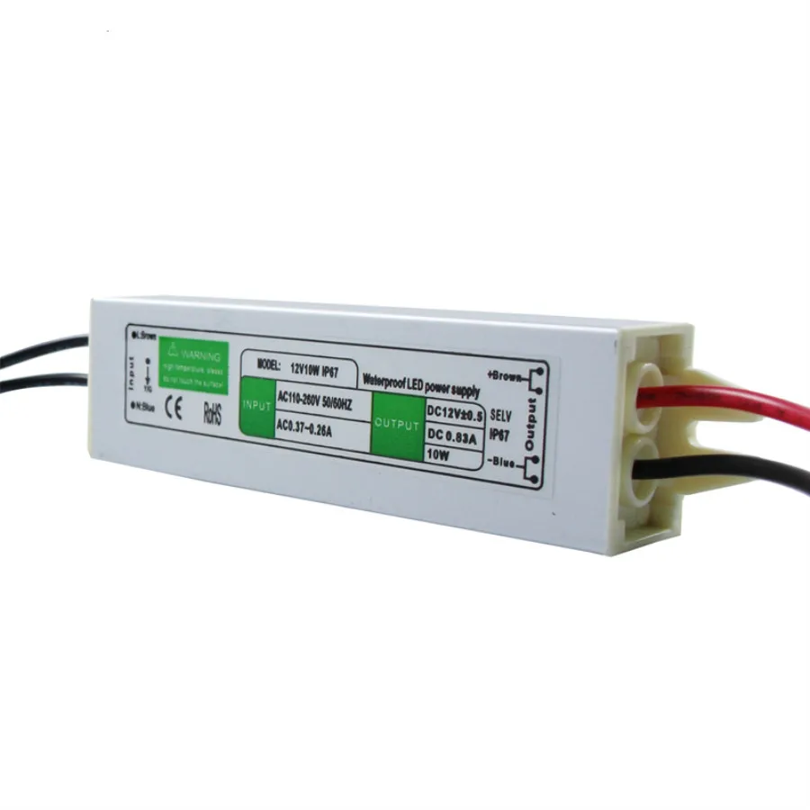 DC12V 10 Вт IP67Waterproof светодиодный драйвер Питание Алюминий трансформатор сплава