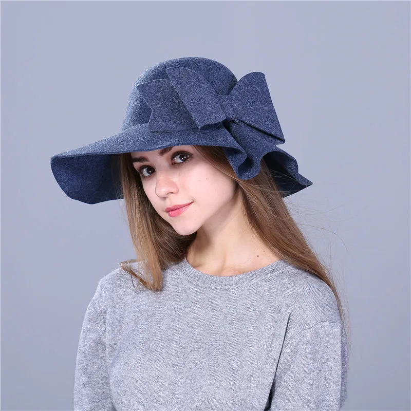 Xthree Модные Винтажные шерстяные шляпы с широкими полями для женщин котелок флоппи