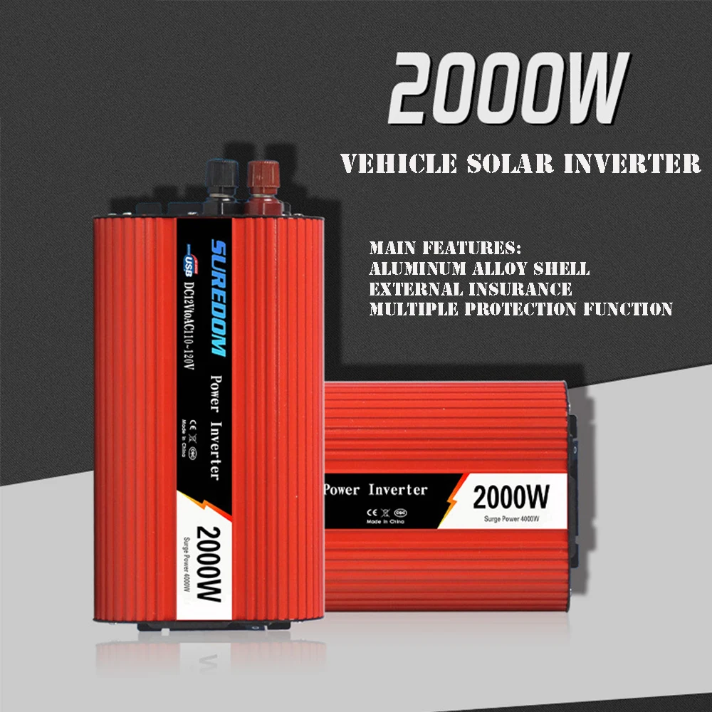 DC12V к AC220V 2000 Вт модифицированный синусоидальный двойной USB портативный