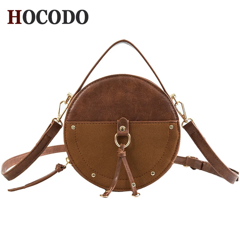 HOCODO, скраб, Ретро стиль, из искусственной кожи, женские сумки-мессенджеры, дамские маленькие сумки, мини-сумка, круглые женские сумки на плечо, через плечо